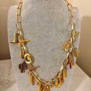 Gold Western Charm Necklace, New with tags, handmade by designer
